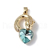 Real 18K Gold Plated Rack Plating Brass Micro Pave Clear Cubic Zirconia Pendants KK-C015-12G-2