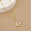 Moon & Heart 304 Stainless Steel Micro Pave Clear Cubic Zirconia Pendant Necklaces FS-WG967E3-01-2