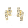 Clear Cubic Zirconia Ribbon Shape Stud Earrings EJEW-I269-04G-1