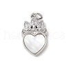 Brass Pave Natural White Shell Pendants KK-S522-18P-1