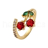 Brass Micro Pave Cubic Zirconia Finger Rings for Women RJEW-U057-13G-02-4