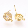 Brass Micro Pave Cubic Zirconia Stud Earring Findings KK-F753-10G-RS-2