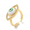 Cubic Zirconia Horse Eye Open Cuff Ring with Acrylic RJEW-B042-02G-03-1