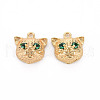 Brass Micro Pave Green Cubic Zirconia Charms KK-S356-470-NF-1