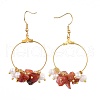 Natural Gemstone Chip Beads Dangle Earrings EJEW-JE03505-3
