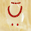 Alloy & Glass Rectangle Link Chain Necklaces & Bracelet & Dangle Earrings Sets FS-WGC2D75-05-2