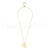 201 Stainless Steel Flower Heart Initial Pendant Necklaces for Women FS-WG08285-20-3
