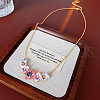 Brass Rhinestone & Imitation Pearl Colorful Flower Bib Necklaces FS-WGF5859-01-1
