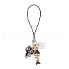 2Pcs Alloy Enamel Cat & Fishbone Charm Mobile Straps HJEW-JM03344-3