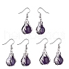 Natural Amethyst Palm Dangle Earrings EJEW-A092-09P-07-1