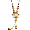 Ethnic Style Natural Shell & Agate & Handmade Lampwork Flower Big Pendant Necklaces FS-WGC615D-01-5