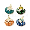 Brass Micro Pave Cubic Zirconia Pendants with Enamel and ABS Imitation Pearl KK-Z114-16G-1
