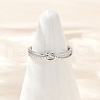 925 Sterling Silver Micro Pave Clear Cubic Zirconia Adjustable Finger Rings for Women RJEW-G351-01P-1