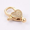 Brass Micro Pave Cubic Zirconia Lobster Claw Clasps ZIRC-E149-34G-2