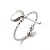 Non-Tarnish 304 Stainless Steel Heart Open Cuff Rings for Women RJEW-H136-03P-1