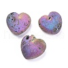 Electroplate Natural Druzy Agate Heart Love Stone G-H262-03-1