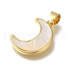 Rack Plating Brass Pave Shell Pendants KK-G500-17G-2