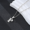 201 Stainless Steel Crystal Rhinestone Initial Pendant Necklaces FS-WG28760-10-1