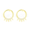 Brass Pave Clear Cubic Zirconia Stud Earring Findings KK-F875-07G-1