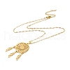 Woven Net/Web with Feather 304 Stainless Steel Boho Pendant Necklaces for Women NJEW-G087-05G-3