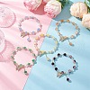 5Pcs Crackle Imitation Jade Glass & Transparent Glass Beaded Stretch Bracelets BJEW-JB11859-1