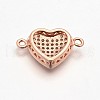 CZ Brass Micro Pave Grade AAA Cubic Zirconia Heart Links KK-O058-01-NR-3