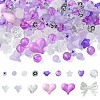 250Pcs 15 Styles Purple Opaque with Transparent Acrylic Beads with Strong Stretchy Beading Elastic Thread OACR-FS0001-61-3