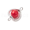 Heart Acrylic Pearl with Alloy Connector Charms PALLOY-JF03400-5