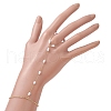 Ion Plating(IP) 316 Surgical Stainless Steel Plastic Imitation Pearl Paperclip Chains Finger Ring Bracelets for Women BJEW-JB11771-3
