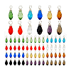 72Pcs 12 Colors Glass Pendant PALLOY-PH01672-7