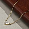 304 Stainless Steel Crystal Cubic Zirconia Triangle Pendant Necklaces for Women NJEW-Z064-02G-3
