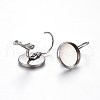Tarnish Resistant 304 Stainless Steel Leverback Earring Settings X-STAS-F191-03P-10mm-2