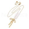 304 Stainless Steel & ABS Imitation Pearl Beaded Bowknot Pendant Necklaces NJEW-R026-27G-4