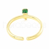 Cubic Zircona Teardrop Charm Dangle Open Cuff Ring RJEW-H103-01G-3