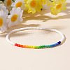 Colorful Handmade Glass Seed Beaded Stretch Bracelets with Geometric Rainbow Design KV9397-2-2