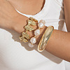 Bowknot Alloy & Iron & CCB Plastic & Plastic Pearl Bangles Set FS-WGB93A7-06-1