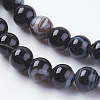 Round Dyed & Heated Natural Black Agate Beads Strands G-G582-6mm-07-3