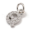 Initial Letter Brass with Cubic Zirconia Charms KK-Q814-26Q-P-2