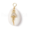 3Pcs 3 Styles Natural Cowrie Shell Copper Wire Wrapped Pendants PALLOY-JF02932-2