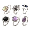 36Pcs Natural & Synthetic Mixed Gemstone Open Cuff Ring Set RJEW-M166-01P-3