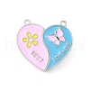 Alloy Pearl Pink and Sky Blue Enamel Split Pendants PALLOY-V006-03A-P-1