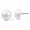 Painted Half Round Schima Wood Earrings for Girl Women EJEW-T017-02H-3