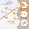 Crafans 16 Pairs 16 Style Crocodiles & Dog & Swan & Hedgehog & Dinosaur & Bird 304 Stainless Steel Stud Earrings EJEW-CF0001-02G-5