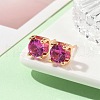 Square Brass Micro Pave Cubic Zirconin Stud Earrings EJEW-D318-03KCG-B-1