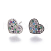 Brass Cubic Zirconia Stud Earrings X-EJEW-E239-09P-2