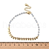 Bohemian Natural Dyed Stone Imitation Aquamarine Faceted Round & Brass Disc Tassel Anklets AJEW-Z046-07G-3