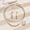 Vintage Stainless Steel Round Beaded Double-Layer Necklaces & Earrings & Cuff Rings Set for Women Party GW6989-2