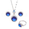 Flat Round Brass Micro Pave Cubic Zirconia Stud Dangle Earrings & Pendant Necklaces & Rings FS-WG5AAF4-04-5