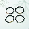 Natural Lava Rock & Synthetic Hematite Round Beaded Stretch Bracelet BJEW-JB08580-1