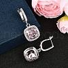 925 Sterling Silver Pave Cubic Zirconia Square Hoop Earrings EJEW-C150-01A-02-3